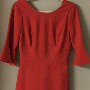 WHBM Red Bell Sleeve Dinner & Dancing Dress